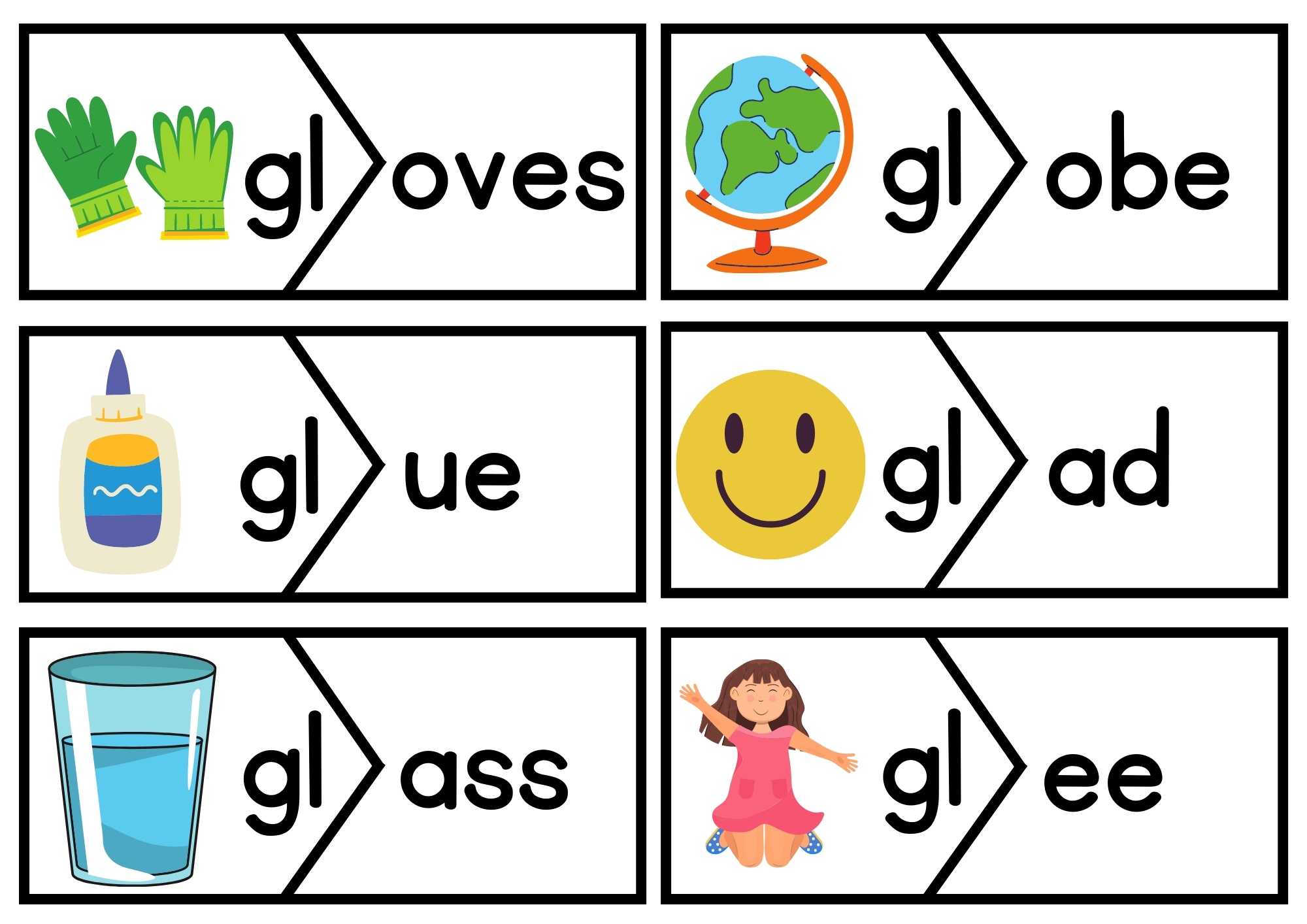 GL Beginning Blends Puzzle Match Phonics Set 1